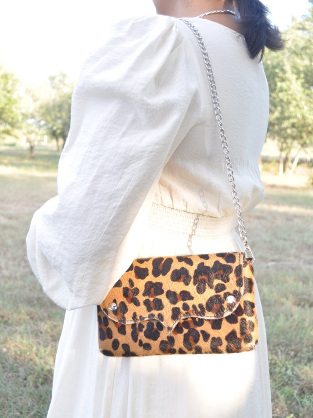 Handmade Leopard Cowhide Crossbody / Clutch